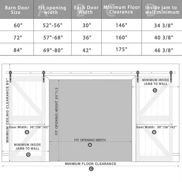Custom made barn door size