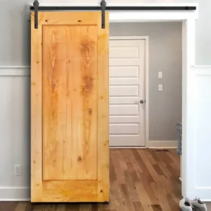 Custom made barn door in the style of an interior farmhouse
