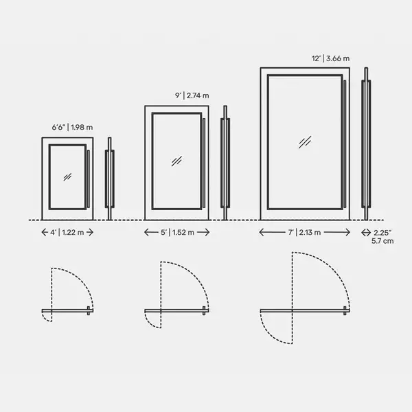 Commercial pivot door size
