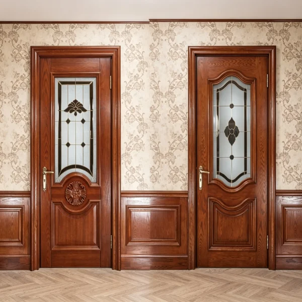 Solid half glass wooden door