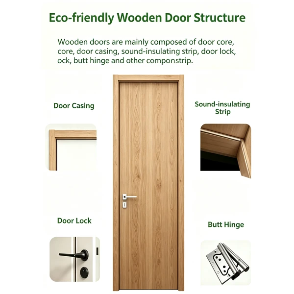 Wooden door internal structure details.