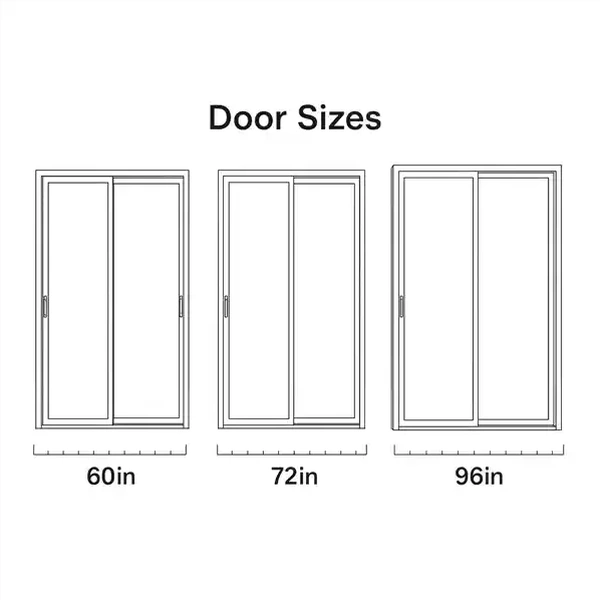 Wooden sliding Pocket door size chart