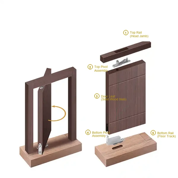 Pivot door internal structure details