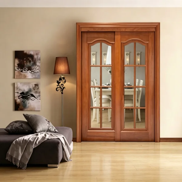 Solid half glass wooden door